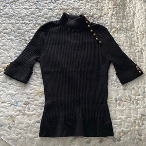 3/4ths eevie petite turtle neck with gold accents